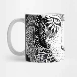 Black and White Vintage Tiger Head Mug